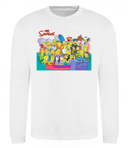 Свитшот Сімпсони персонажі перед телевізором Белый фото