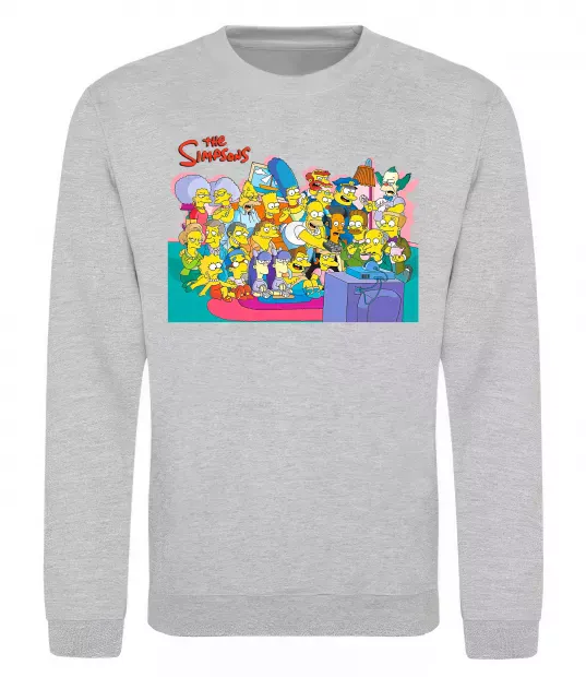 Свитшот Сімпсони персонажі перед телевізором Серый меланж фото