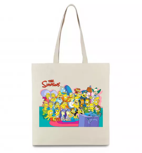 Эко-сумка Сімпсони персонажі перед телевізором Бежевый фото