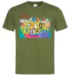 Чоловіча футболка Сімпсони персонажі перед телевізором Оливковий фото