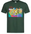 Чоловіча футболка Сімпсони персонажі перед телевізором Темно-зелений фото