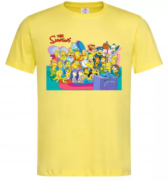 Чоловіча футболка Сімпсони персонажі перед телевізором Лимонний фото