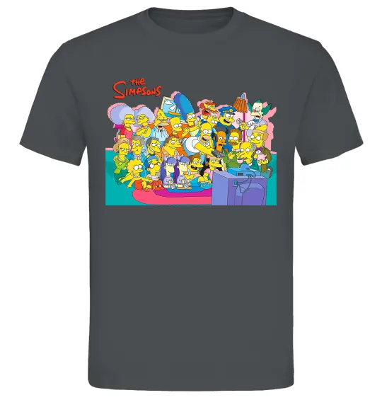 Чоловіча футболка Сімпсони персонажі перед телевізором Графіт фото