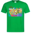 Чоловіча футболка Сімпсони персонажі перед телевізором Зелений фото