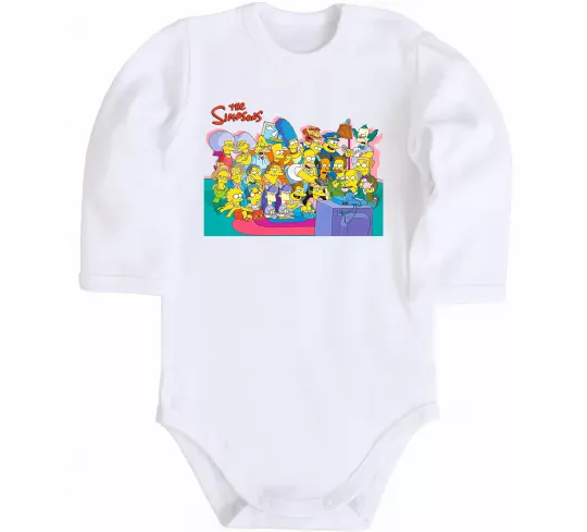 Детский боди Сімпсони персонажі перед телевізором Белый фото