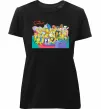 Жіноча преміум футболка Сімпсони персонажі перед телевізором Чорний фото