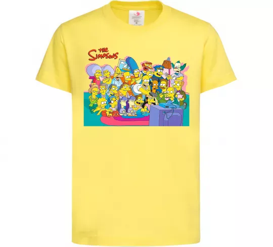 Детская футболка Сімпсони персонажі перед телевізором Лимонный фото