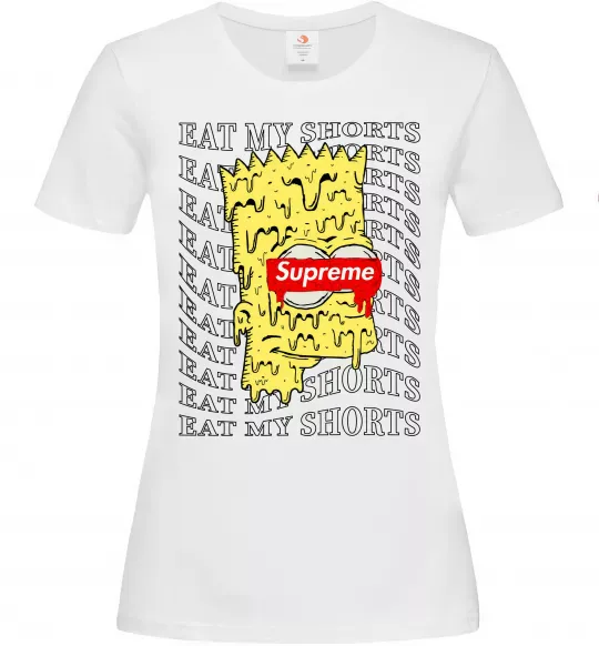 Женская футболка Bart Simpson Eat my shorts Белый фото