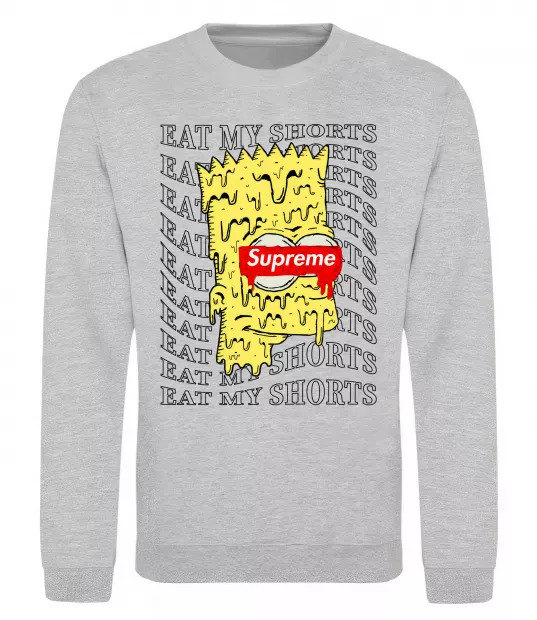 Свитшот Bart Simpson Eat my shorts Серый меланж фото