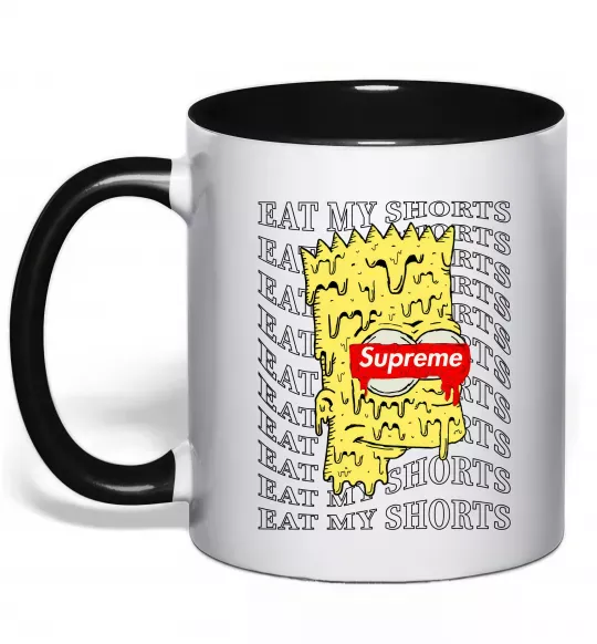 Чашка с цветной ручкой Bart Simpson Eat my shorts Черный фото