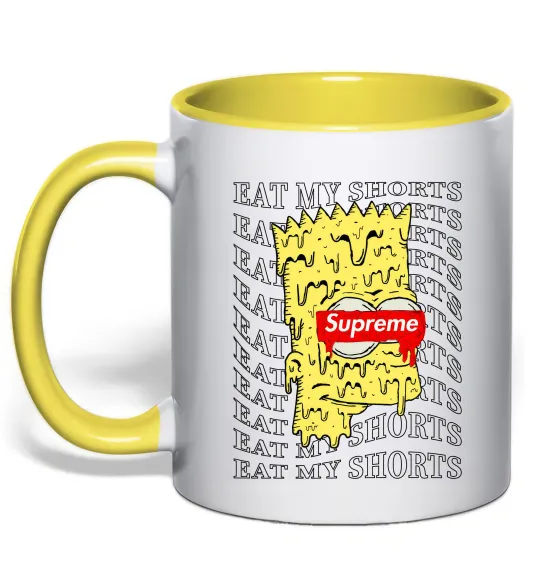Чашка з кольоровою ручкою Bart Simpson Eat my shorts Лимонний фото