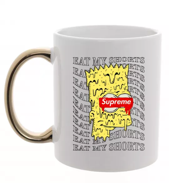 Чашка с цветной ручкой Bart Simpson Eat my shorts Золото фото
