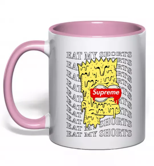 Чашка с цветной ручкой Bart Simpson Eat my shorts Нежно розовый фото