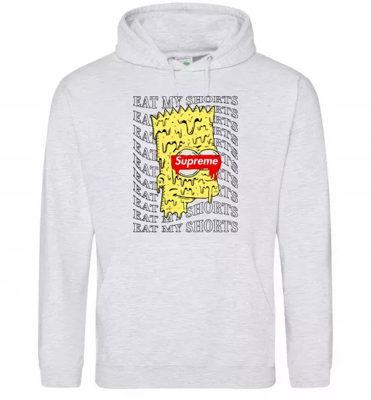 Мужская толстовка (худи) Bart Simpson Eat my shorts Серый меланж фото