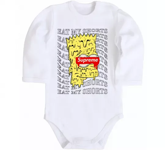Детский боди Bart Simpson Eat my shorts Белый фото