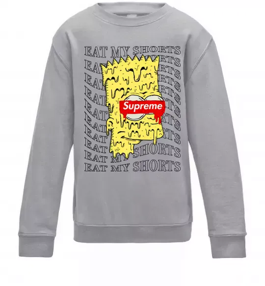 Детский Свитшот Bart Simpson Eat my shorts Серый меланж фото