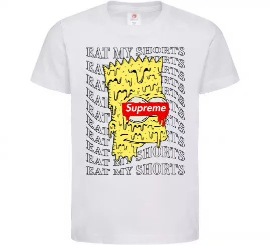 Детская футболка Bart Simpson Eat my shorts Белый фото