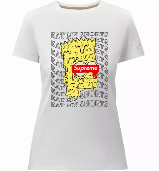 Женская премиум футболка Bart Simpson Eat my shorts Белый фото
