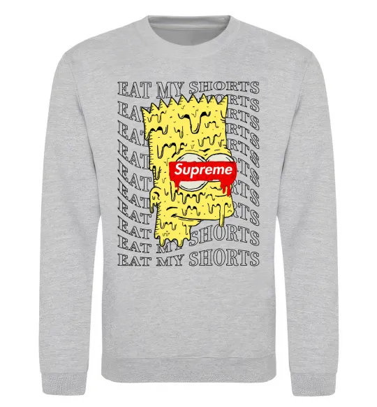 Світшот Bart Simpson Eat my shorts Сірий меланж фото