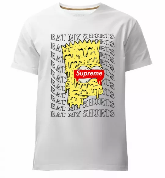Мужская премиум футболка Bart Simpson Eat my shorts Белый фото