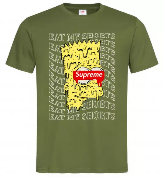 Мужская футболка Bart Simpson Eat my shorts Оливковый фото