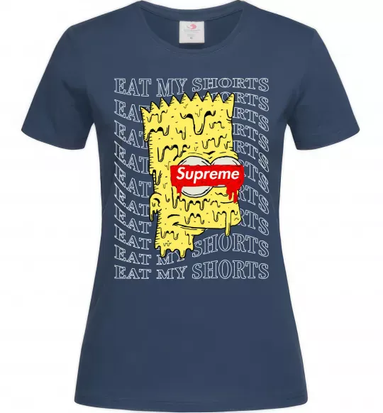 Женская футболка Bart Simpson Eat my shorts Темно-синий фото