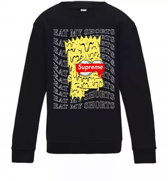 Детский Свитшот Bart Simpson Eat my shorts Черный фото