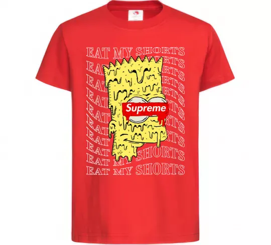 Детская футболка Bart Simpson Eat my shorts Красный фото