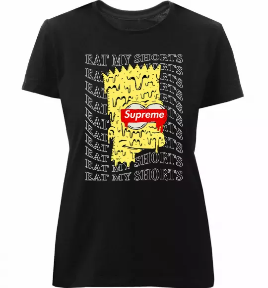 Женская премиум футболка Bart Simpson Eat my shorts Черный фото