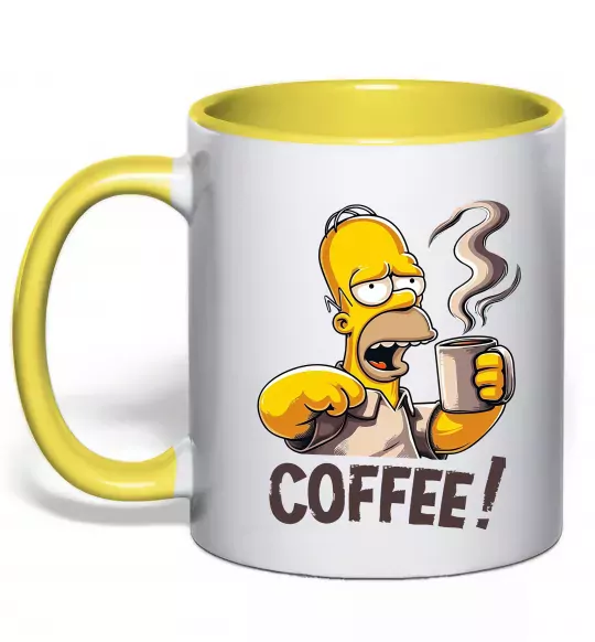 Чашка з кольоровою ручкою Simpson coffee Сонячно жовтий фото