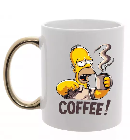 Чашка з кольоровою ручкою Simpson coffee Золото фото