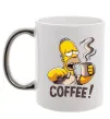 Чашка з кольоровою ручкою Simpson coffee Срібло фото