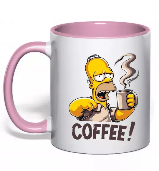 Чашка з кольоровою ручкою Simpson coffee Ніжно рожевий фото