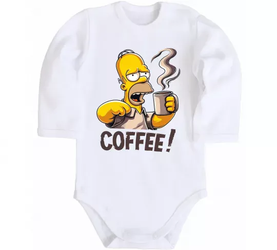 Дитячий бодік Simpson coffee Білий фото