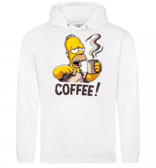 Мужская толстовка (худи) Simpson coffee Белый фото