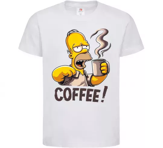 Детская футболка Simpson coffee Белый фото