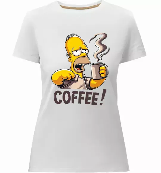 Женская премиум футболка Simpson coffee Белый фото