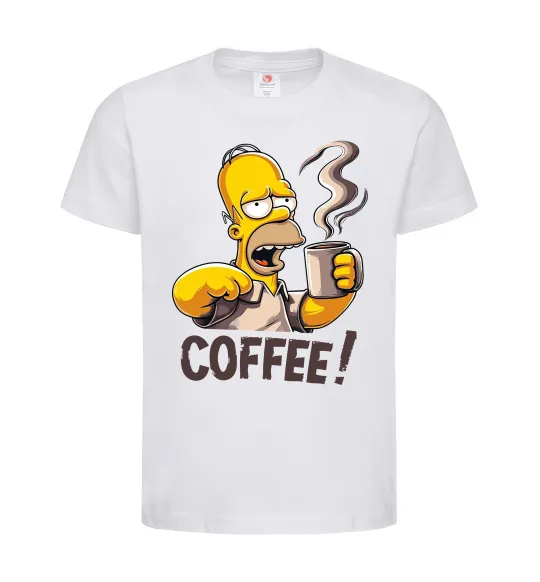 Детская футболка Simpson coffee Белый фото