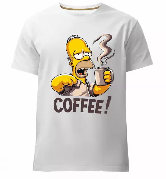 Мужская премиум футболка Simpson coffee Белый фото