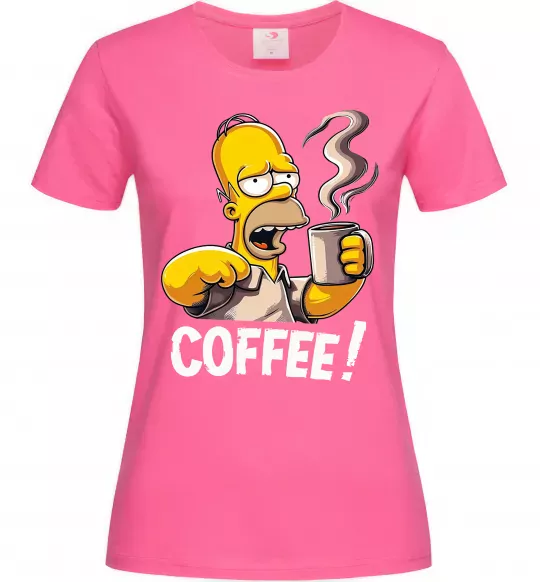 Женская футболка Simpson coffee Ярко-розовый фото