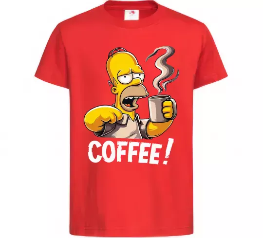 Детская футболка Simpson coffee Красный фото