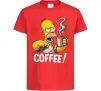 Детская футболка Simpson coffee Красный фото