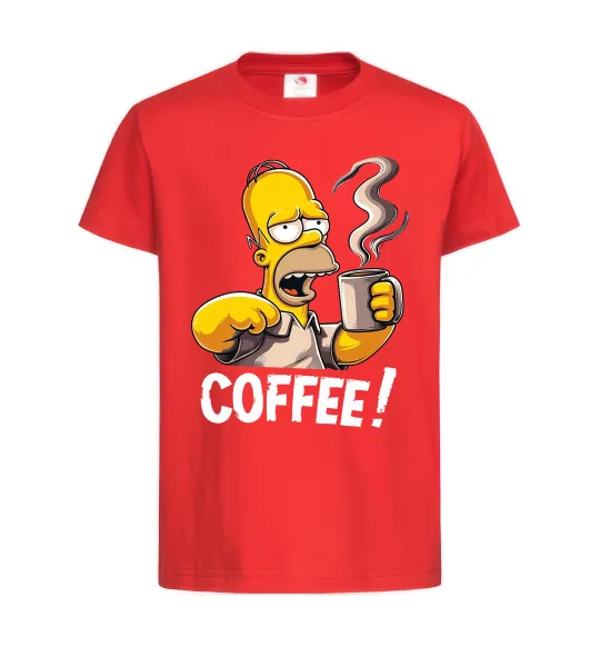 Детская футболка Simpson coffee Красный фото