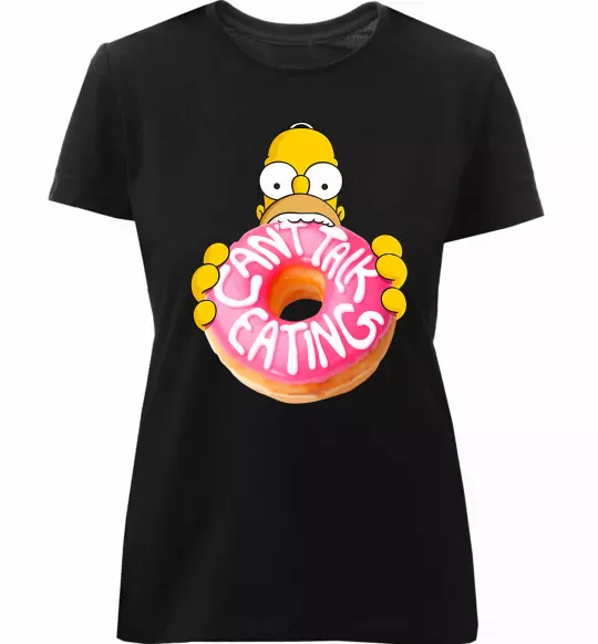 Женская премиум футболка Simpsons donut Черный фото