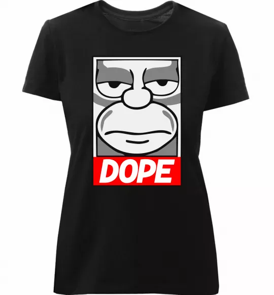 Женская премиум футболка Dope Гомер Черный фото