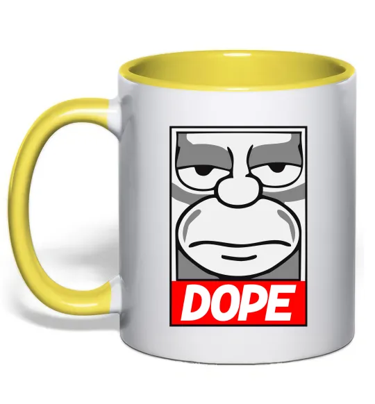 Чашка с цветной ручкой Dope Гомер Лимонный фото