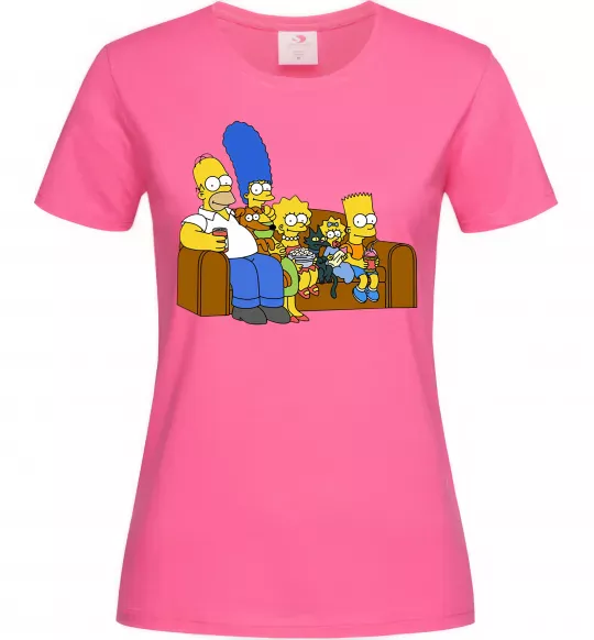 Женская футболка Simpsons family Ярко-розовый фото