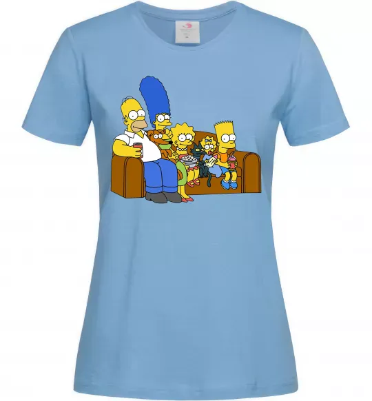Женская футболка Simpsons family Голубой фото