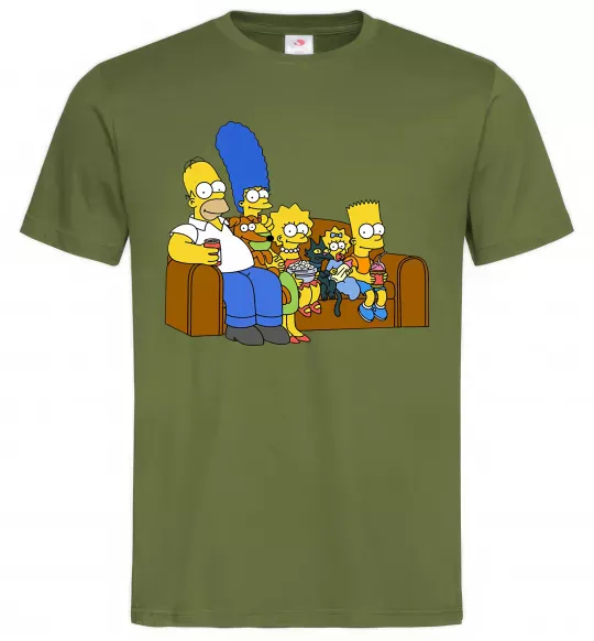 Мужская футболка Simpsons family Оливковый фото