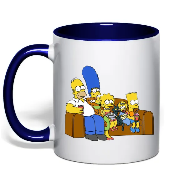 Чашка с цветной ручкой Simpsons family Глубокий темно-синий фото